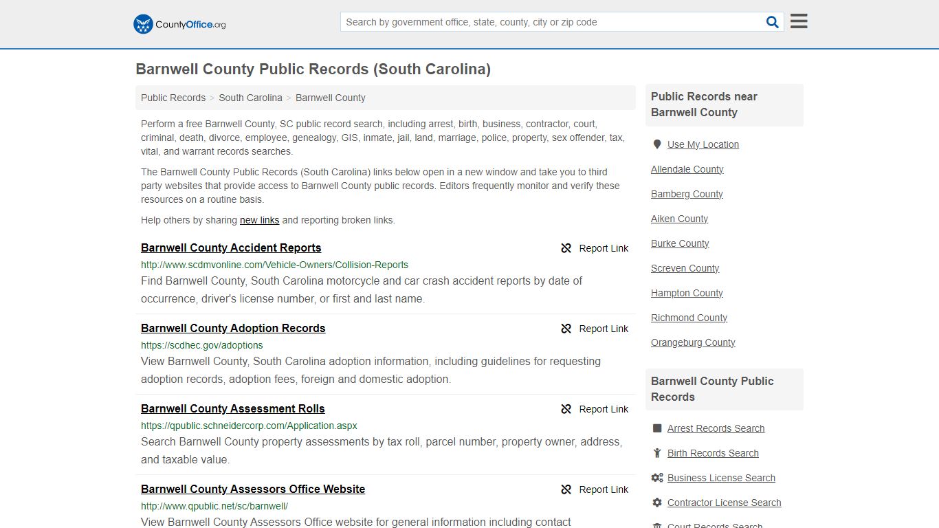 Barnwell County Public Records (South Carolina) - County Office